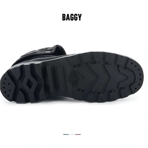 Palladium Baggy Boots Men’s US Black Combat Lace-Up High Top Canvas Fold Down - Picture 5 of 7